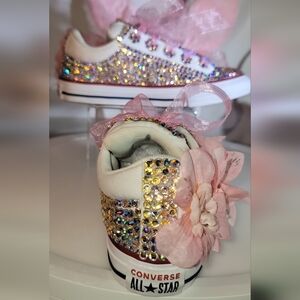 Converse Kids Pink and White Embellished Shoes